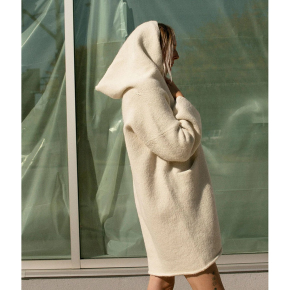 Lauren Manoogian Capote Alpaca Wool Coat Coatigan Hooded Sweater Jacket Cardigan - Picture 4 of 16